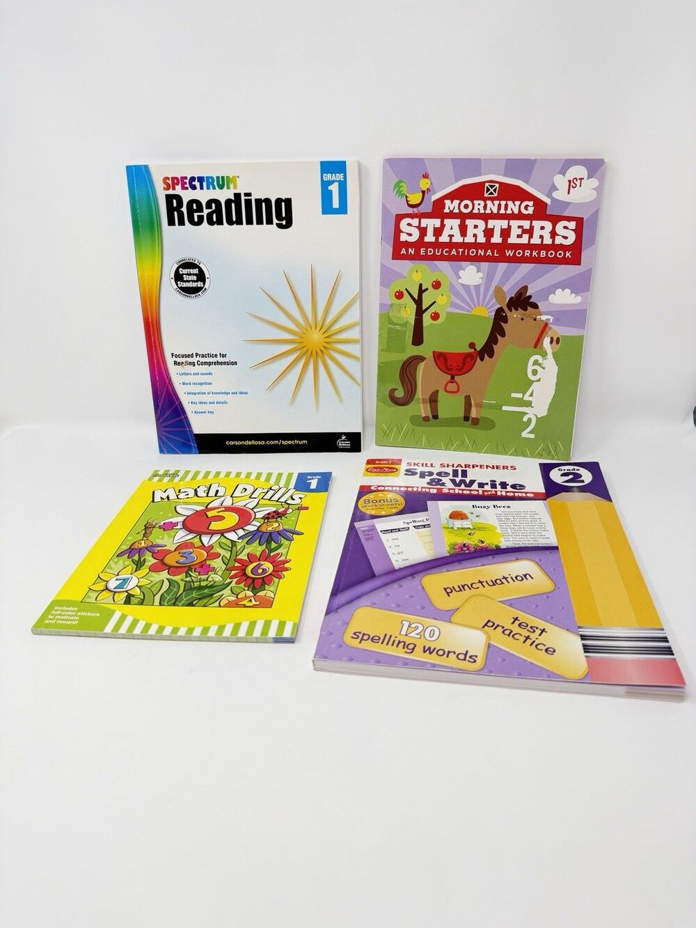 Grade 1-2 Workbooks Test Prep Learning Books: Writing Spelling Reading Math (4)